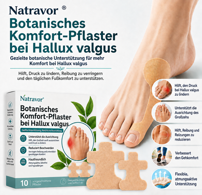 🏅 Natravor® Botanisches Komfort-Pflaster bei Hallux valgus 👠 Flexible Fußpflege + pflanzlich inspirierte Komfortformel