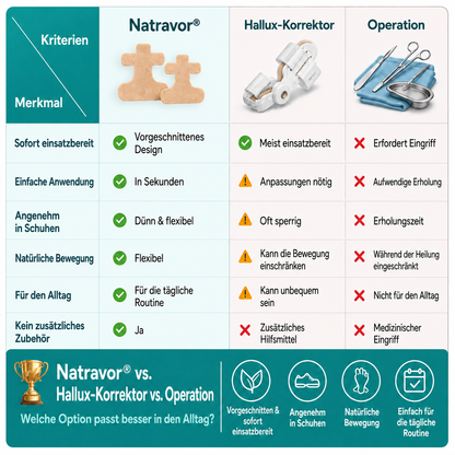 🏅 Natravor® Botanisches Komfort-Pflaster bei Hallux valgus 👠 Flexible Fußpflege + pflanzlich inspirierte Komfortformel